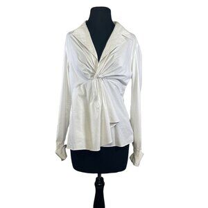 INC International Concepts Womens Size 14 Twist Front Blouse White